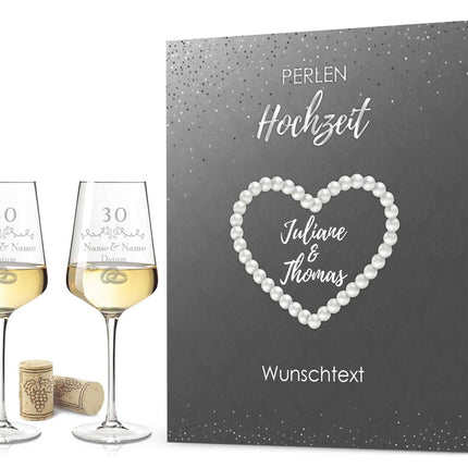 SEO. Leonardo Weingläser im "Perlenhochzeit - 30 Jahre" Design als Set - Puccini Linkreich