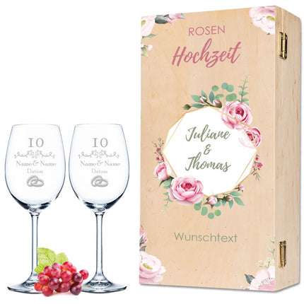 SEO. Leonardo Weingläser im "Rosenhochzeit - 10 Jahre" Design als Set - Daily Linkreich