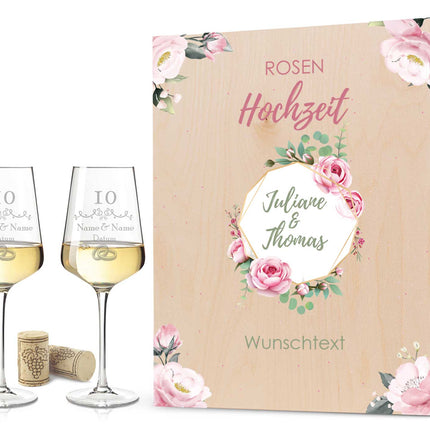 SEO. Leonardo Weingläser im "Rosenhochzeit - 10 Jahre" Design als Set - Puccini Linkreich