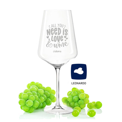 SEO. Leonardo Weingläser mit Gravur "All you need is Love and Wine" - Puccini Linkreich