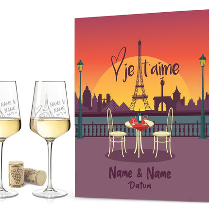 SEO. Leonardo Weingläser mit Gravur im "Je t'aime" Design - Große Kiste UV Linkreich