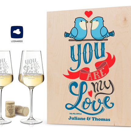 SEO. Leonardo Weingläser mit Gravur "You are my Love" im Set - Große Kiste UV Linkreich