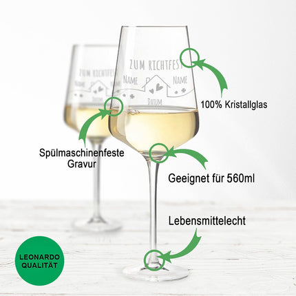 SEO. Leonardo Weingläser mit Gravur "zum Richtfest" im Set - Puccini Linkreich