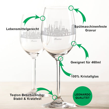 SEO. Leonardo Weingläser mit Skyline Kairo Gravur im Set - Linkreich