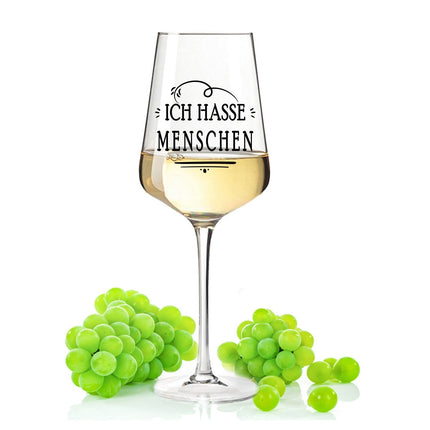 SEO. Leonardo Weingläser mit UV - Druck "Ich hasse Menschen" - Puccini Linkreich