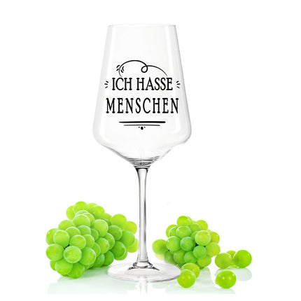 SEO. Leonardo Weingläser mit UV - Druck "Ich hasse Menschen" - Puccini Linkreich