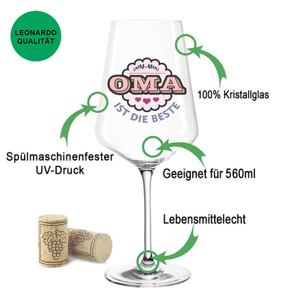 SEO. Leonardo Weingläser mit UV - Druck "Opa & Oma ist der/die Beste" im Set - Puccini UV V2 Linkreich