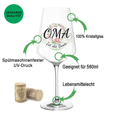 SEO. Leonardo Weingläser mit UV - Druck "Opa & Oma ist der/die Beste" im Set - Puccini UV Linkreich