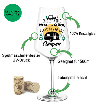 SEO. Leonardo Weingläser mit UV - Druck "Wege zum Campen" - Puccini Linkreich