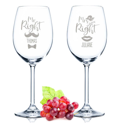 SEO. Leonardo Weingläser Mr Right & Mrs Always Right mit Gravur im Set - Linkreich