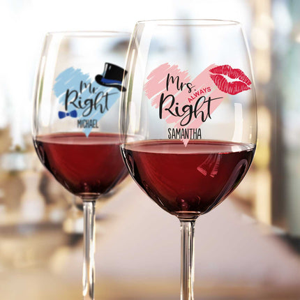 SEO. Leonardo Weingläser Mr Right & Mrs Always Right mit UV - Druck im Set - Puccini Linkreich