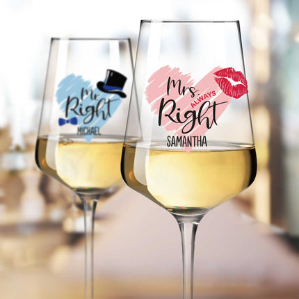 SEO. Leonardo Weingläser Mr Right & Mrs Always Right mit UV - Druck im Set - Puccini Linkreich