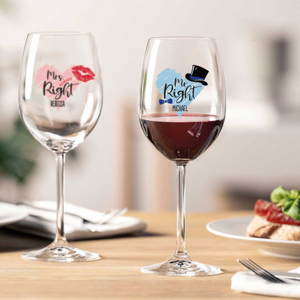 SEO. Leonardo Weingläser Mr Right & Mrs Always Right mit UV - Druck im Set - Puccini Linkreich