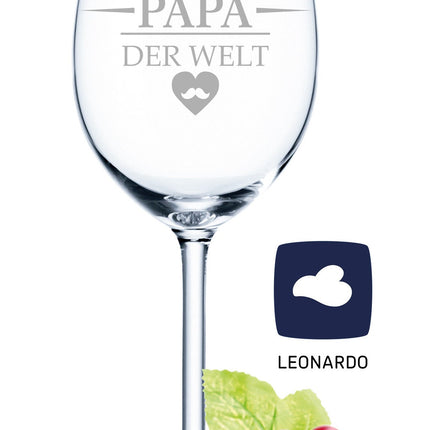 SEO. Leonardo Weinglas Bester Papa der Welt inkl. bedruckter Holzkiste + Riesling Tandem - Linkreich