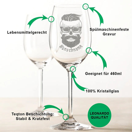 SEO. Leonardo Weinglas "Hipster" mit Namen Gravur - Linkreich
