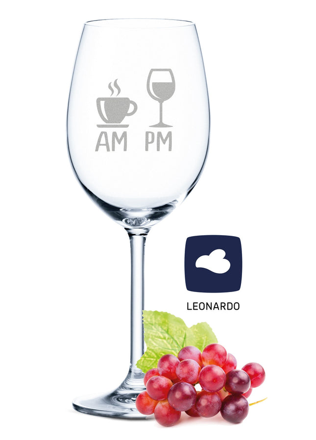 SEO. Leonardo Weinglas mit Gravur "AM PM" - Linkreich