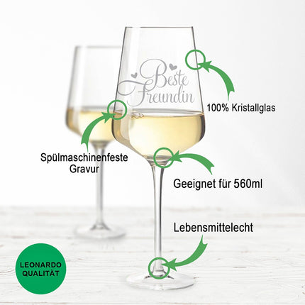 SEO. Leonardo Weinglas mit Gravur "Beste Freundin" - Große Kiste UV Linkreich