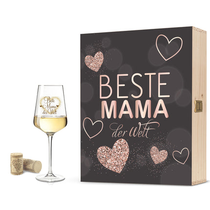SEO. Leonardo Weinglas mit Gravur "Beste Mama der Welt" UV - kleine Kiste UV Linkreich