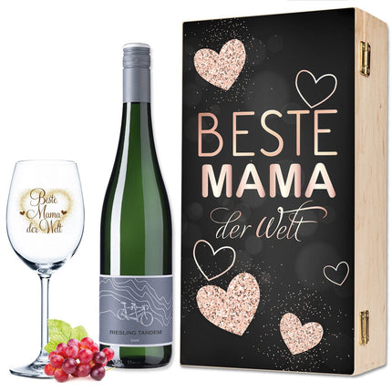 SEO. Leonardo Weinglas mit Gravur "Beste Mama der Welt" UV - kleine Kiste UV Linkreich