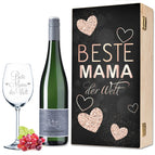 Geschenkset: Weinflasche & Holzkiste