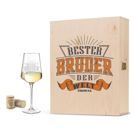 SEO. Leonardo Weinglas mit Gravur "Bester Bruder der Welt" - Große Kiste UV Linkreich