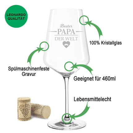 SEO. Leonardo Weinglas mit Gravur "Bester Papa der Welt" - Puccini Linkreich