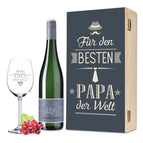 Geschenkset: Weinflasche & Holzkiste