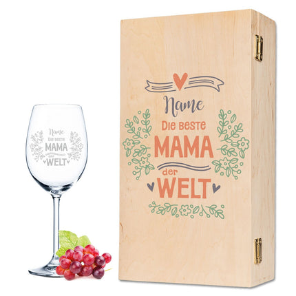SEO. Leonardo Weinglas mit Gravur "Die beste Mama der Welt" - kleine Kiste UV Linkreich