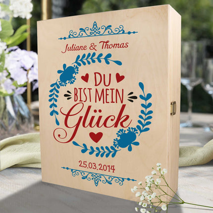SEO. Leonardo Weinglas mit Gravur - "Du bist mein Glück" - Große Kiste UV Linkreich