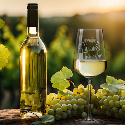 SEO. Leonardo Weinglas mit Gravur "Erprobte Wein Testerin" - Puccini Linkreich