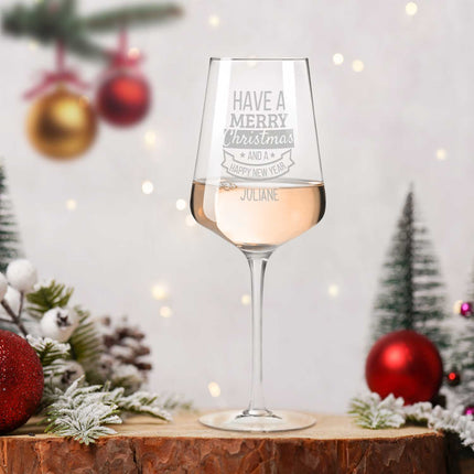 SEO. Leonardo Weinglas mit Gravur "Have a Merry Christmas" - Puccini Linkreich