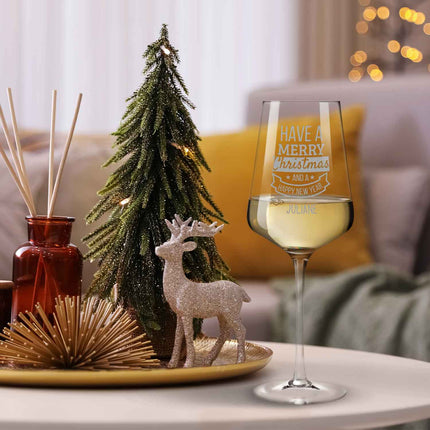 SEO. Leonardo Weinglas mit Gravur "Have a Merry Christmas" - Puccini Linkreich
