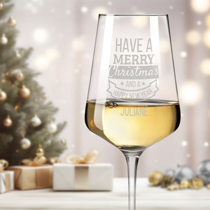 SEO. Leonardo Weinglas mit Gravur "Have a Merry Christmas" - Puccini Linkreich