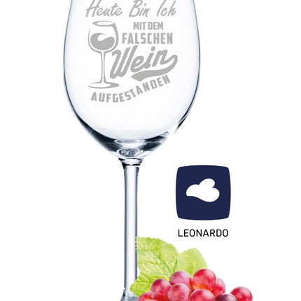 SEO. Leonardo Weinglas mit Gravur "Heute mit dem falschen Wein aufgestanden" - Linkreich