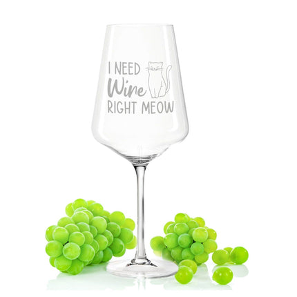 SEO. Leonardo Weinglas mit Gravur "I need wine right meow" - Puccini Linkreich