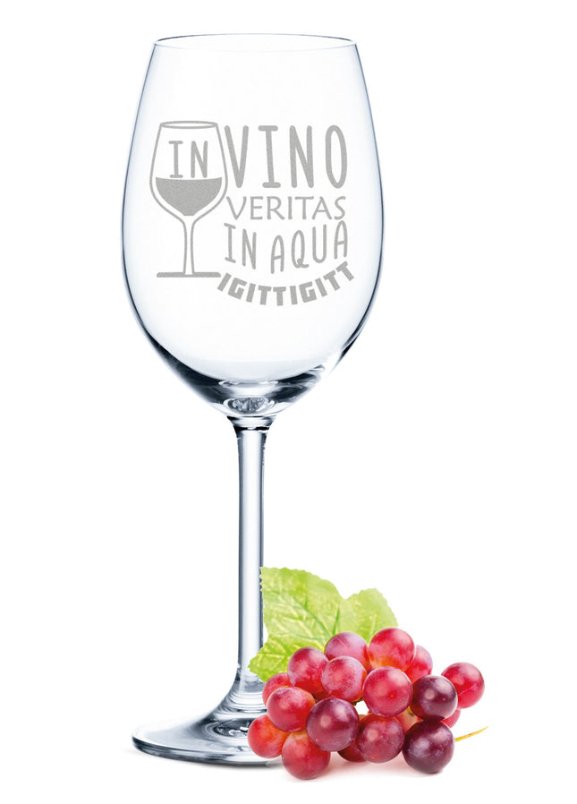 SEO. Leonardo Weinglas mit Gravur "In Vino Veritas In Aqua Igittigitt" - Linkreich