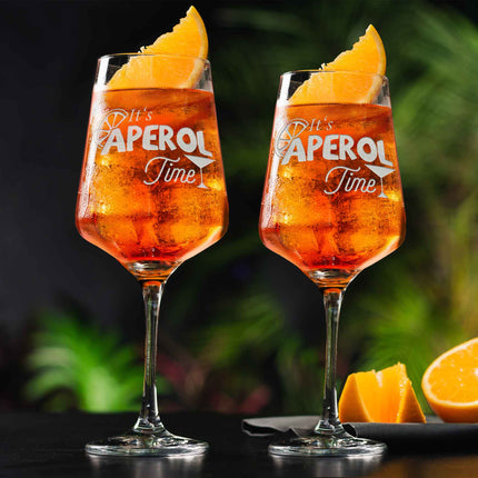 SEO. Leonardo Weinglas mit Gravur "It's Aperol Time" Design - Puccini Linkreich