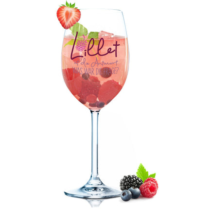 SEO. Leonardo Weinglas mit Gravur - "Lillet ist die Antwort" - Daily UV Linkreich