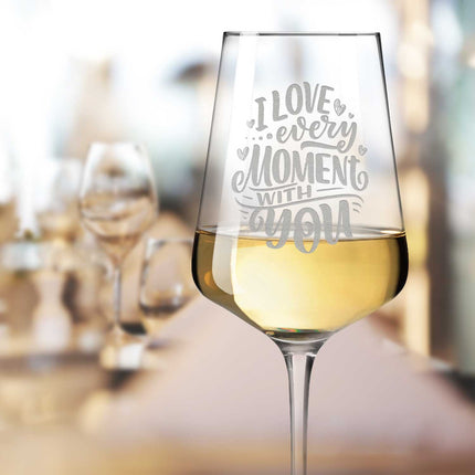 SEO. Leonardo Weinglas mit Gravur - "Love every Moment with you" - Puccini Linkreich