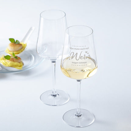 SEO. Leonardo Weinglas mit Gravur "Man muss auch mal Wein sagen" - Puccini ohne Name Linkreich