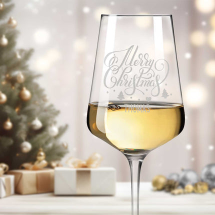 SEO. Leonardo Weinglas mit Gravur "Merry Christmas Lettering" - Puccini Linkreich