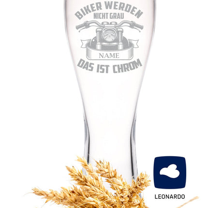 SEO. Leonardo Weinglas mit Gravur "Motorcycles" Design im Set - Weizenglas Linkreich