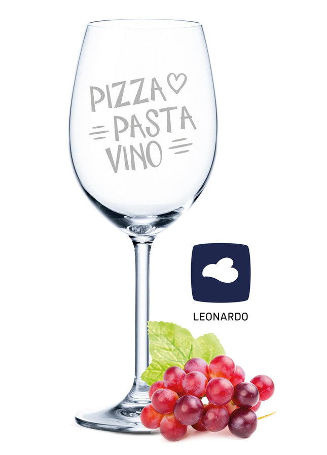 SEO. Leonardo Weinglas mit Gravur "Pizza Pasta Vino" - Linkreich