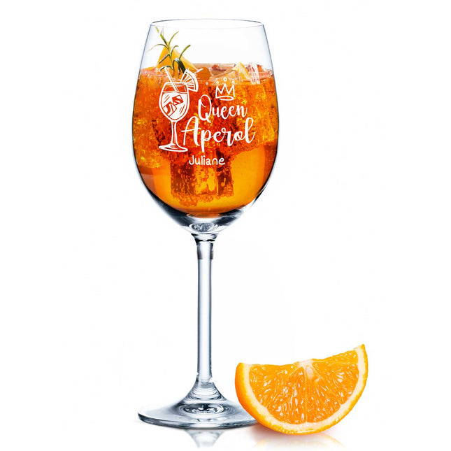 SEO. Leonardo Weinglas mit Gravur - "Queen Aperol" mit Namen - Daily Linkreich