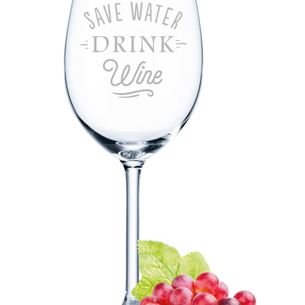 SEO. Leonardo Weinglas mit Gravur "Save Water Drink Wine" - Linkreich