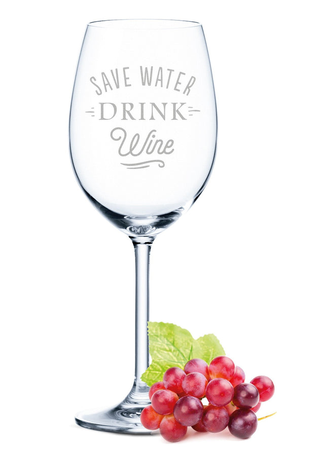 SEO. Leonardo Weinglas mit Gravur "Save Water Drink Wine" - Linkreich