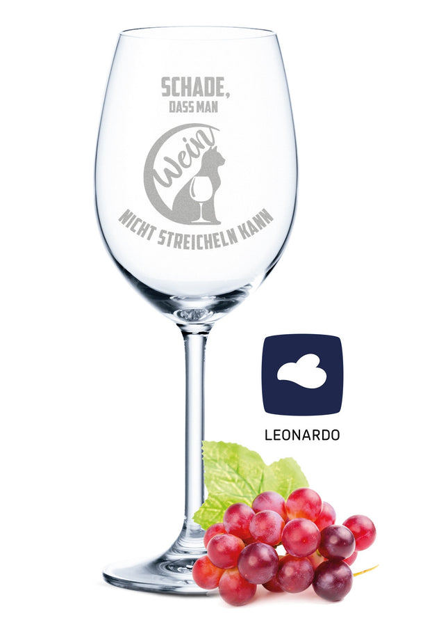 SEO. Leonardo Weinglas mit Gravur "Schade das man Wein nicht streicheln kann" - Linkreich