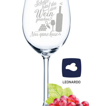 SEO. Leonardo Weinglas mit Gravur "Schatz hast du den Wein gesehen" - Linkreich
