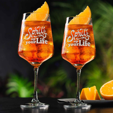 SEO. Leonardo Weinglas mit Gravur - "Spritz up your Life" - Puccini Linkreich