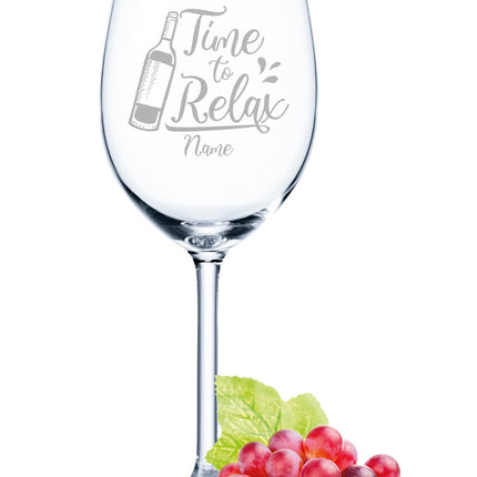 SEO. Leonardo Weinglas mit Gravur "Time To Relax" mit Namen - Linkreich